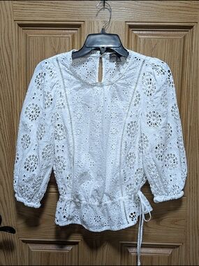 Banana Republic White Eyelet Lace Blouse